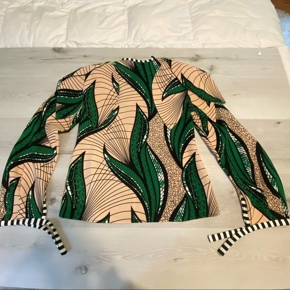 SylviaMollie Tracey Petal Blouse, Bold Maximalist Green/Black/Pink, size 2 - Picture 7 of 10